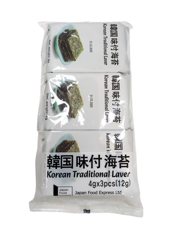 Korean Traditional laver ( Korean Nori seaweed) (4g x 3pcs)